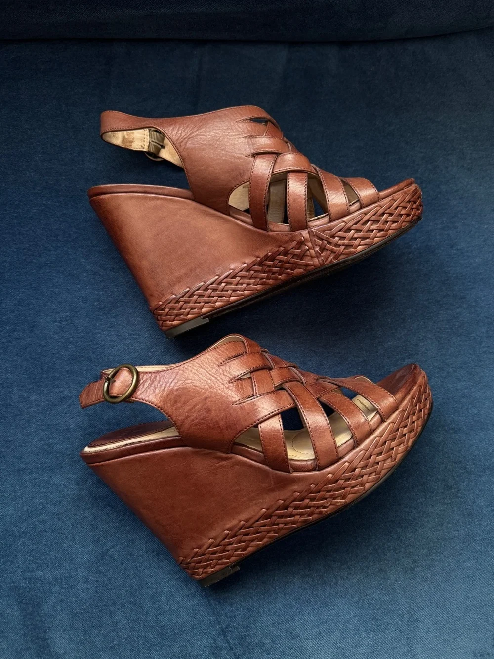 Frye 'Corrina Strappy' Dark Brown Wedge Size 8M